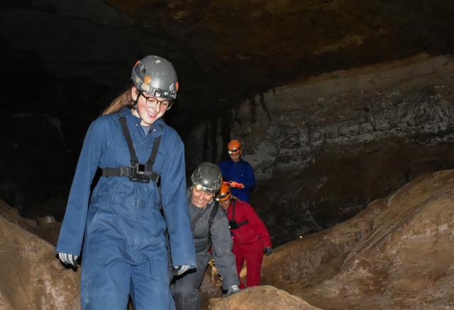 Students and teachers from Ruidoso Middle School make their way through Fort Stanton Cave at the Fort Stanton-Snowy River Cave National Conservation Area, Lincoln, N.M., Sept. 14.