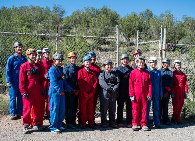Students and teachers from Ruidoso Middle School pose for a photo before their tour of the Fort Stanton Cave at the Fort Stanton-Snowy River Cave National Conservation Area, Lincoln, N.M., Sept. 14. 