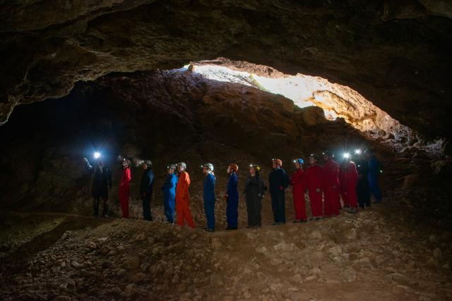 Students and teachers from Ruidoso Middle School begin their tour of the Fort Stanton Cave at the Fort Stanton-Snowy River Cave National Conservation Area, Lincoln, N.M., Sept. 14.