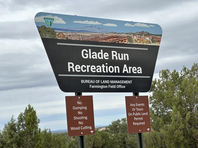 The Glade Run Recreation Area sign.