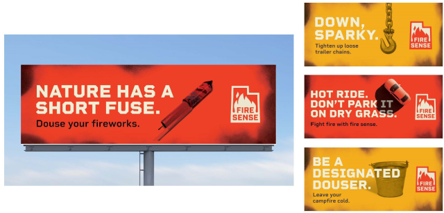 Several of the Fire Sense billboards placed across the state of Utah. 