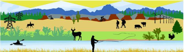 A graphic banner showing multiple uses of public lands