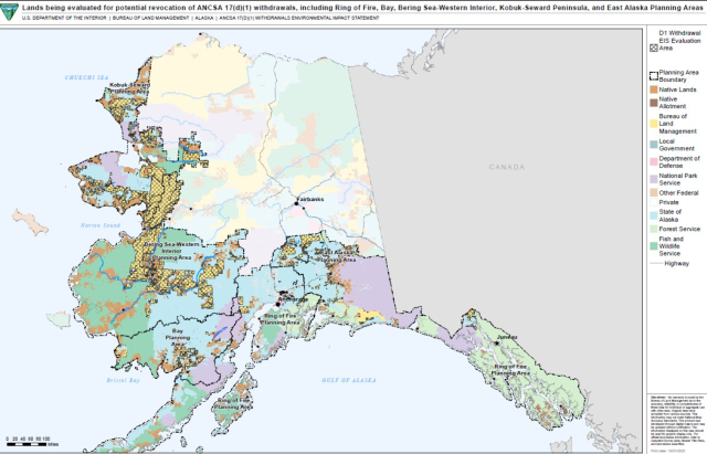 Different land status areas in Alaska 