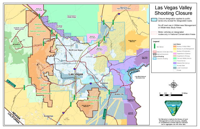 Map of target shooting closure area in Las Vegas Valley