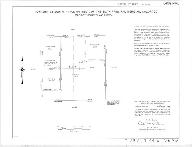 Survey Plat of Township 23 South, Range 44 West, of the Sixth Principal Meridian of Colorado