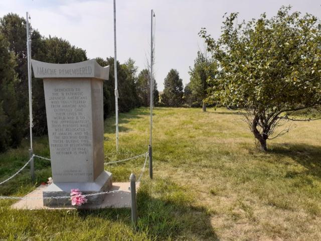 Cemetery Memorial in grassy field