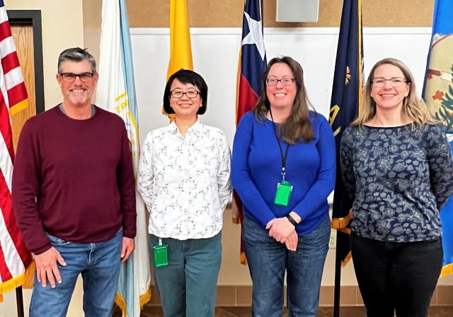 From left to right: BLM New Mexico Branch Chief for Planning, Recreation, and Cultural Resources Glenn Simpson, Hebin, New Mexico Deputy State Director for Lands and Resources Laura Hronec, and New Mexico State Director Melanie Barnes.