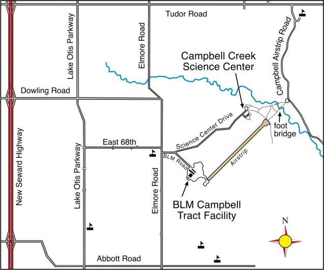 Map showing the location of Campbell Creek Science Center. 