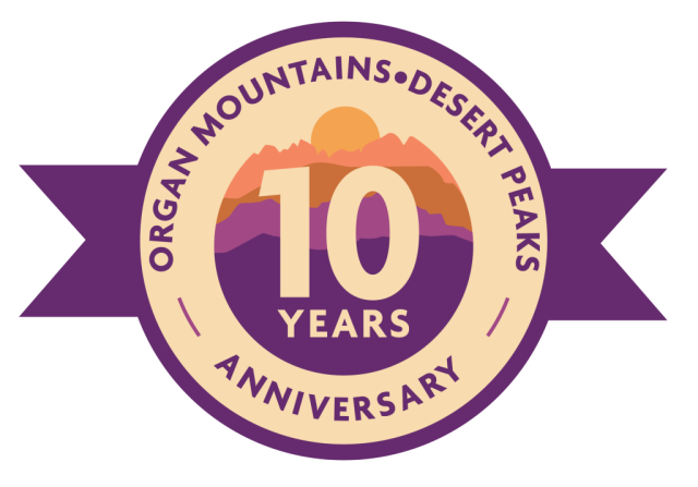 The Organ Mountain Desert-Peaks Monument tenth anniversary logo. 