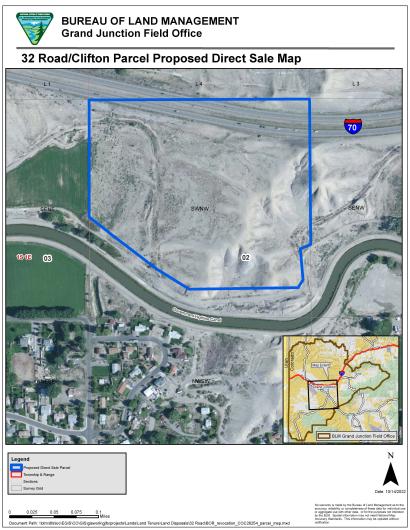 Map of proposed public land sale on Clifton, Colorado. 