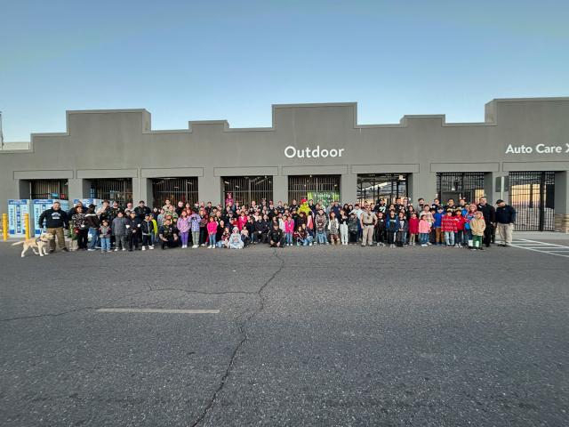 A group of first responders and children