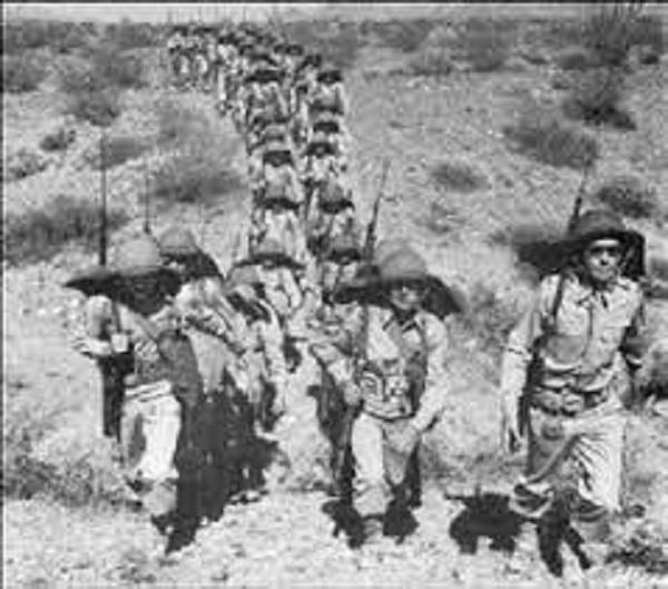 With little food and water, soldiers underwent demanding day, night and 24-hour marches, in preparation for war on the blistering deserts of North Africa. (Photo courtesy of the General Patton Memorial Museum)