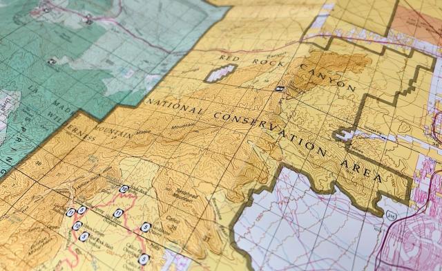 Closeup of a map of public lands