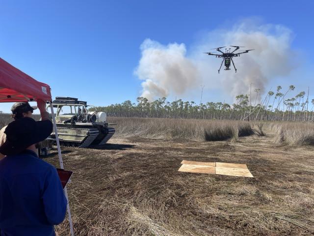 A drone operated by BLM Colorado’s Unaweep Wildland Fire Module comes in for a landing 
