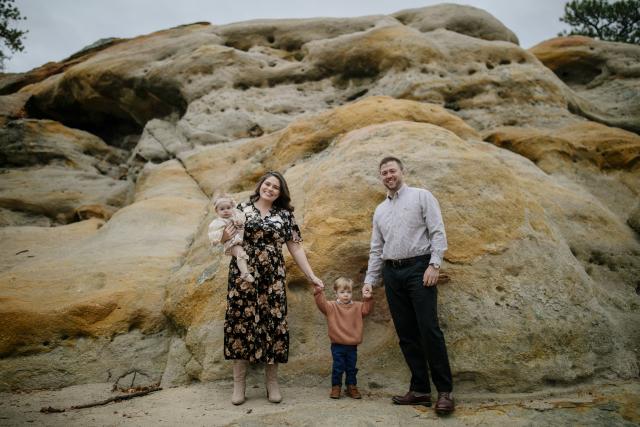 a family poses together