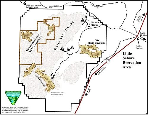 map of the Little Sahara Recreation Area