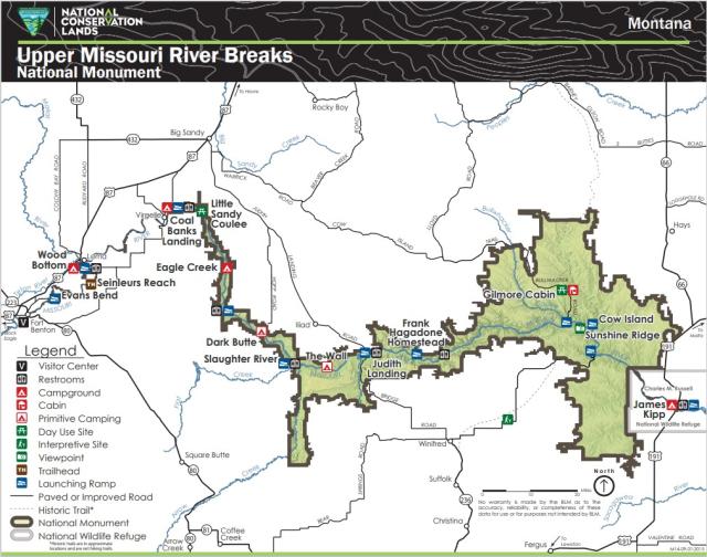 Map of the Upper Missouri River Breaks National Monument