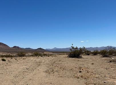 A desert landscape with distant mountains