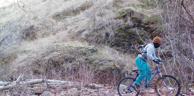 cyclist on the South Fork Walla Walla Trailhead