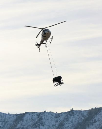 Helicopter seeding native plants