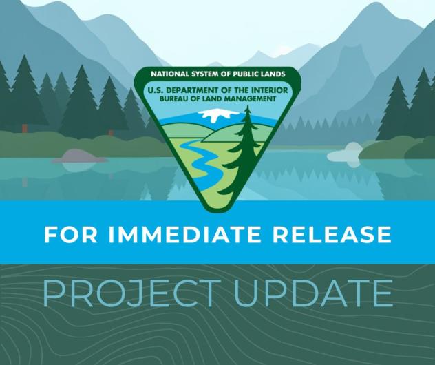graphic of the mountains with BLM logo that states project update