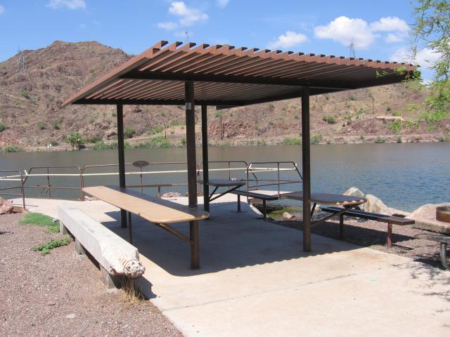A fishing pier and shade structure