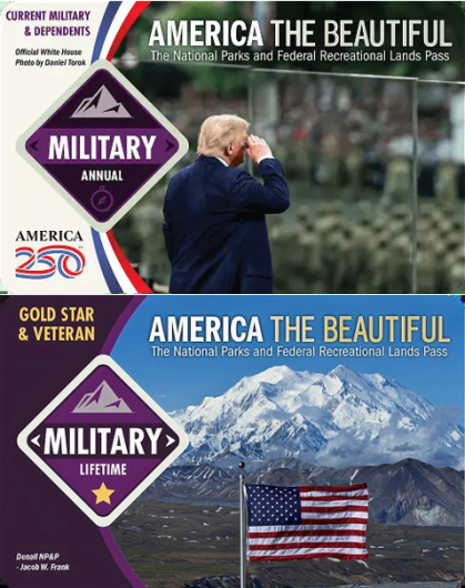 The military annual and lifetime America the Beautiful Passes