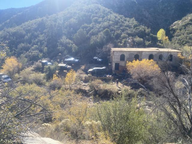 Overview of the Gold King Mansion from a high viewpoint.