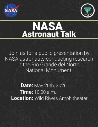 A screenshot of a flyer for a presentation about NASA research at the Wild River Visitor Center on May 20, 2026.
