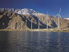 Large pool of water at the foot of steep, snow capped mountains. Photo courtesy of Coachella Valley Water District. 