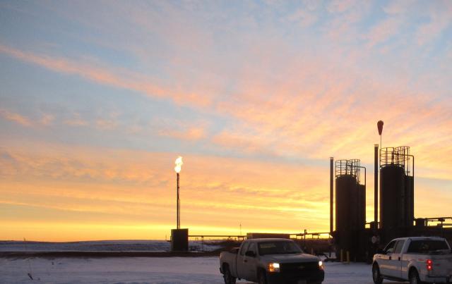 Picture of operations at an oil and gas site.