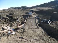 Contractors prepare a section of the Middle Two Calf Road, Nov. 5, 2021, for pouring a new concrete low-water crossing. The new crossing is part of a recently completed road reconstruction project, improving public access and traveler safety within the BLM’s Missouri Breaks National Back Country Byway. BLM photo by Carl Patten, North Central Montana District civil engineer.