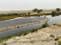 Push up dam that will be converted to a constructed riffle in 2023, part of the New Fork Area 351 project