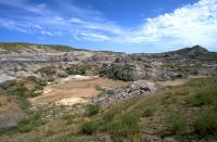 Overview of buttes and tried up riverbed.