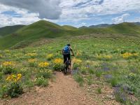 mountain biker enjoying trails in Wood River Valley