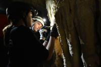  Everis J., left, and Khloe I., Girl Scout Cadettes from Troop 10655 in Albuquerque, N.M., use a heating device to dry epoxy on a stalactite in McKittrick Cave near Carlsbad, N.M., Nov. 25. Everis spearheaded the cave restoration project to earn the Girl Scout Silver Award, one of the highest Girl Scout awards.