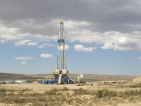 An oil and gas drilling rig on BLM public land in Wyoming