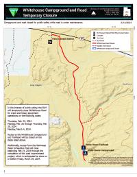 Whitehouse Road Closure Map. Credit BLM Utah.