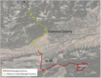 Map depicting road construction on Casper and Muddy Mountains. 