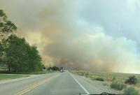 The Brown Fire is pictured in June 2020 burning outside Lund, Nev. The 8,000-plus acre fire threatened the southern edge of the community.