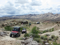 OHVs near the Buckmaster Trailhead, San Rafael Swell. Photo by BLM Utah.
