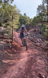 Mountain biker rides on the Iron Hills Trail system in Iron County, Utah.