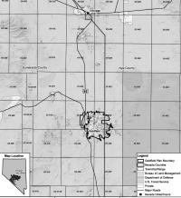 A map indicates where the Goldfield mining district is located in Nevada.