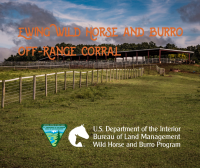 Ewing Wild Horse and Burro Off-Range Corral with fenced pastures and covered areas, promoting the care of wild equines.