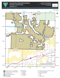 map of BLM public lands closed in Garfield County because of the Lee Fire