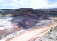 A wide view of an open copper mine.