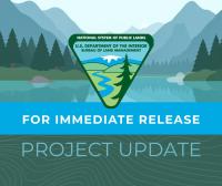graphic of the mountains with BLM logo that states project update