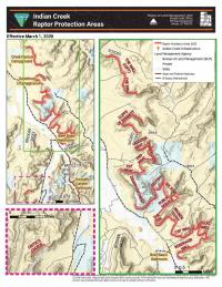 A map of areas for climbers to avoid during raptor nesting season