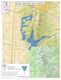 Map showing location of fuels project 39 miles north of Ely, Nevada.