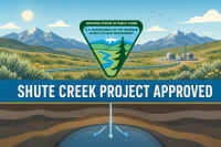 BLM Logo with text saying "Shute Creek Project Approved"